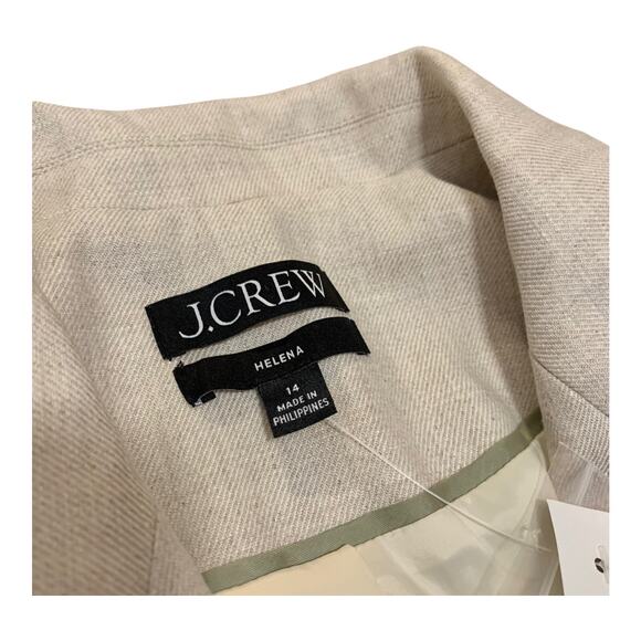 J Crew Womens Helena Blazer Size 14 Stretch Linen Blend Flax Ivory Jacket - Picture 2 of 10
